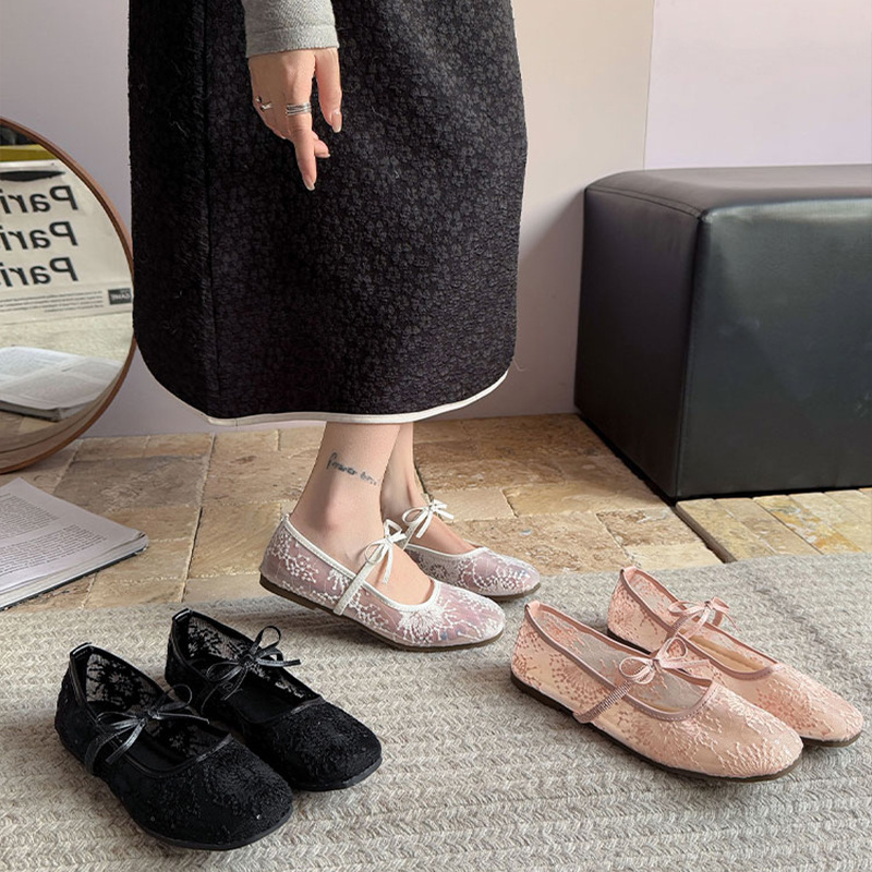 Embroidery Yes - Damskie delikatne baleriny 2026 Nowe ażurowe,