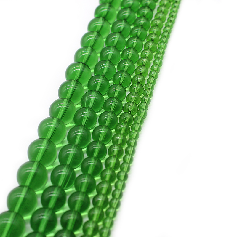 Embroidery Glass Beads - Kamień naturalny gładkie zielone szklane koraliki