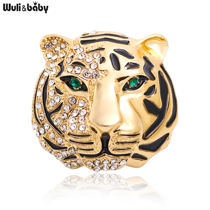 Embroidery Fonts - Wuli&baby Big Brand Rhinestone Tiger Broszki