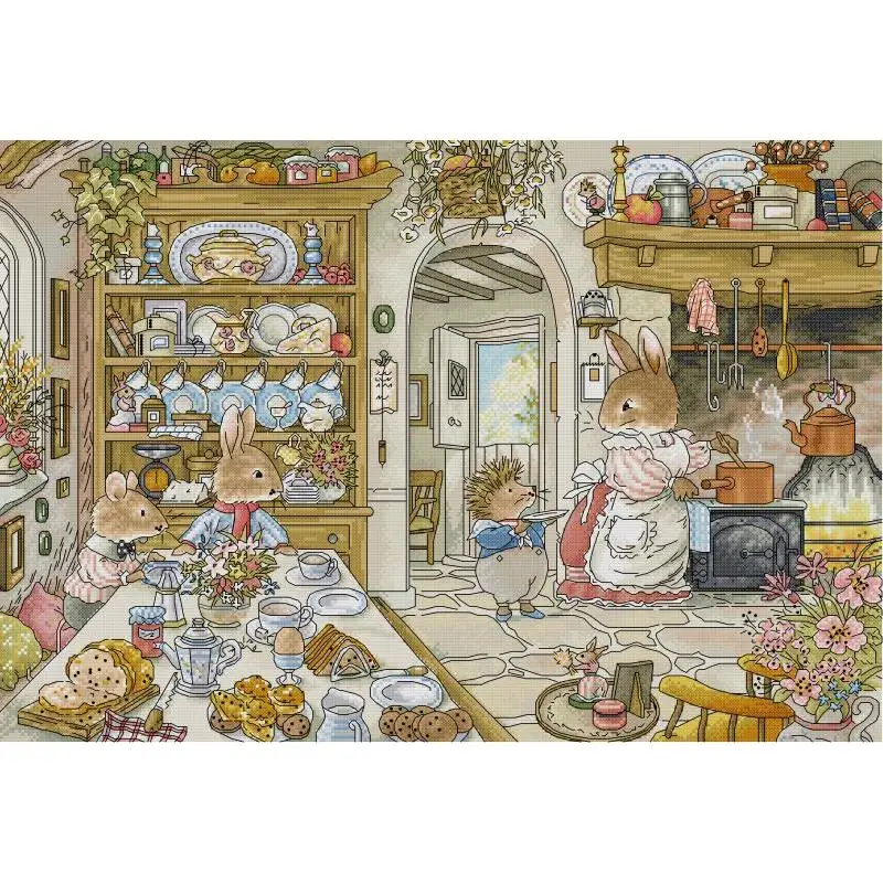 Embroidery Job - Kuchnia królika Cartoon wzór zwierzęcy zestaw