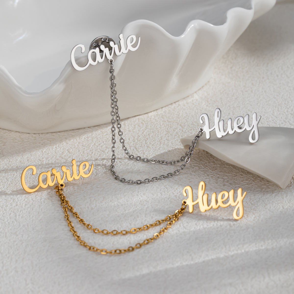 Embroidery Name - Modne przypinki z 2 imionami DIY,