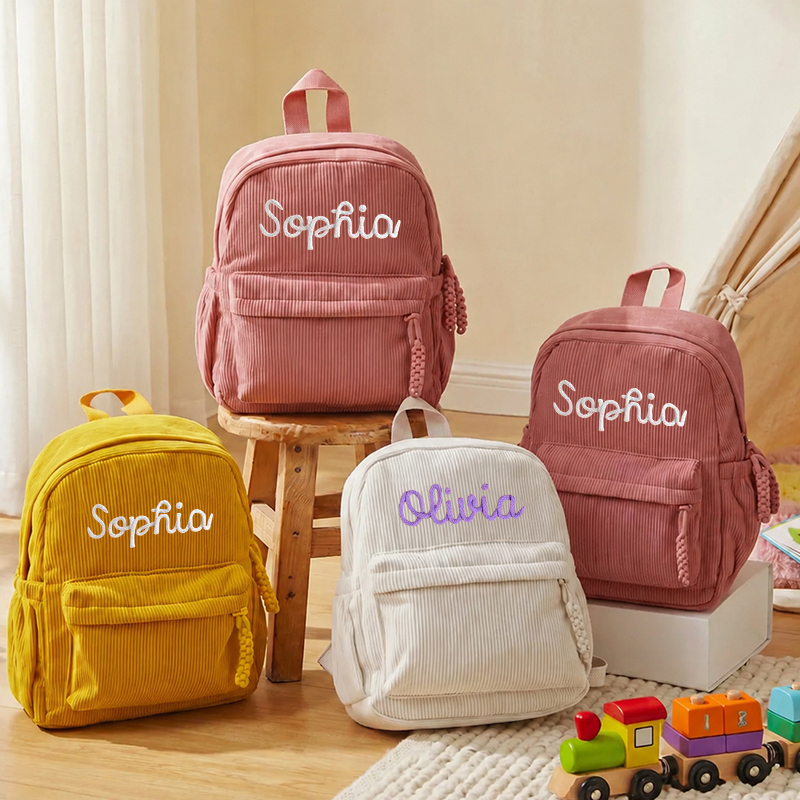 Embroidery Name - Personalizowany plecak dla malucha z sztruksu