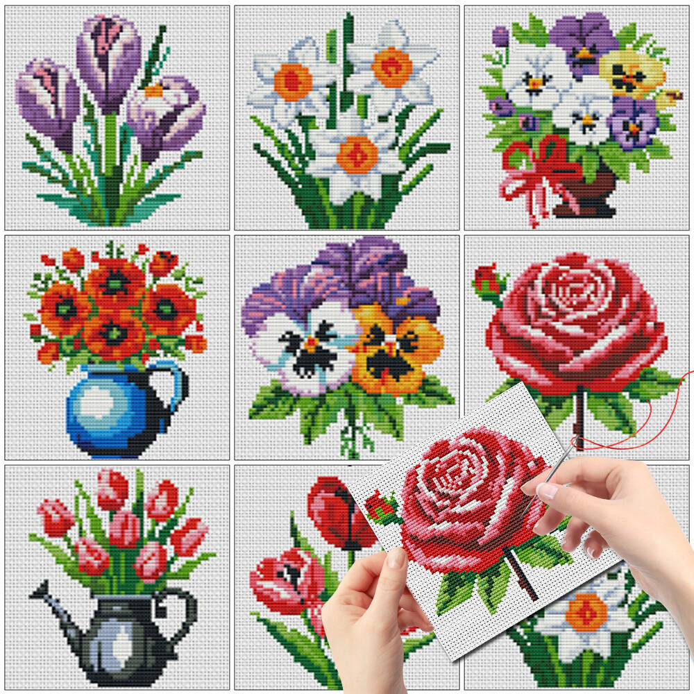 Embroidery Rose Stitch - Evershine 8 szt. Mini Wazony z